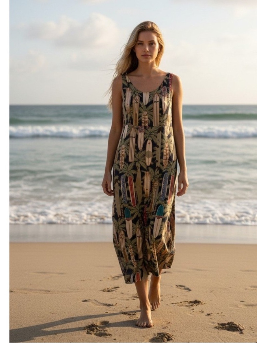reyn spooner Black Tropical Surfboard & Palm Rayon Mini Coverup